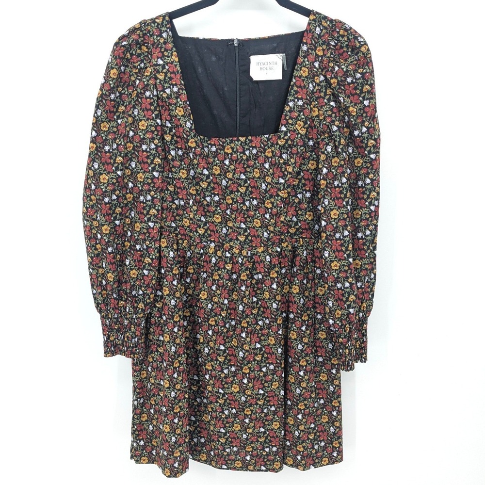 Hyacinth House Dres Small Black Floral Puff Sleeve Square Neck Smock Tuckernuck